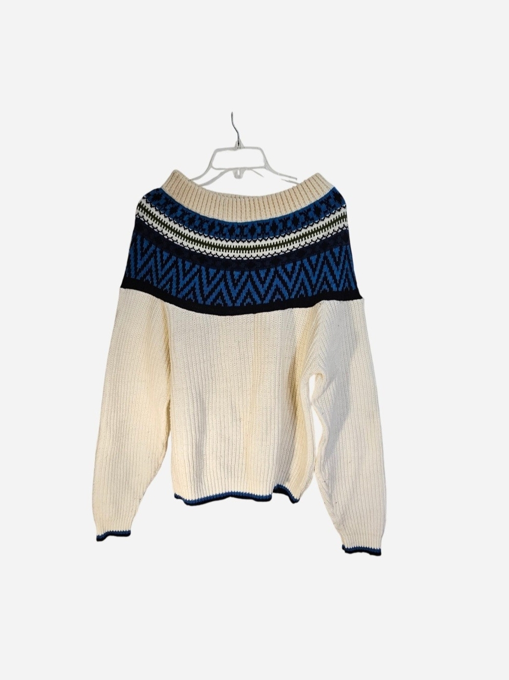 Vintage 70s Sears Sportswear Fair Isle Knit Ski Sweater Size Large.